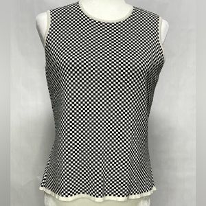 Talbots black/ivory check knit sleeveless top. Sz Sm